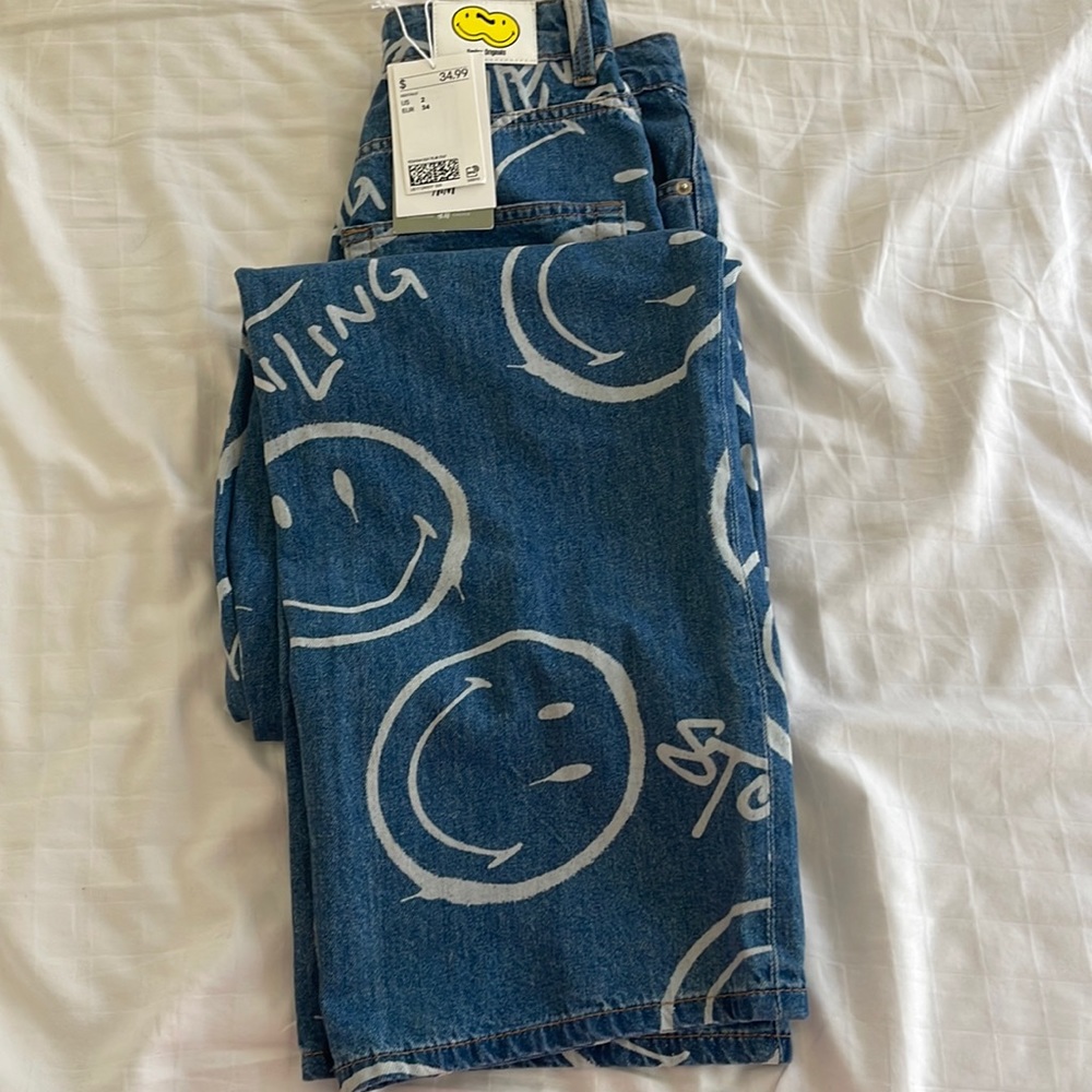 H&M smiley face jeans